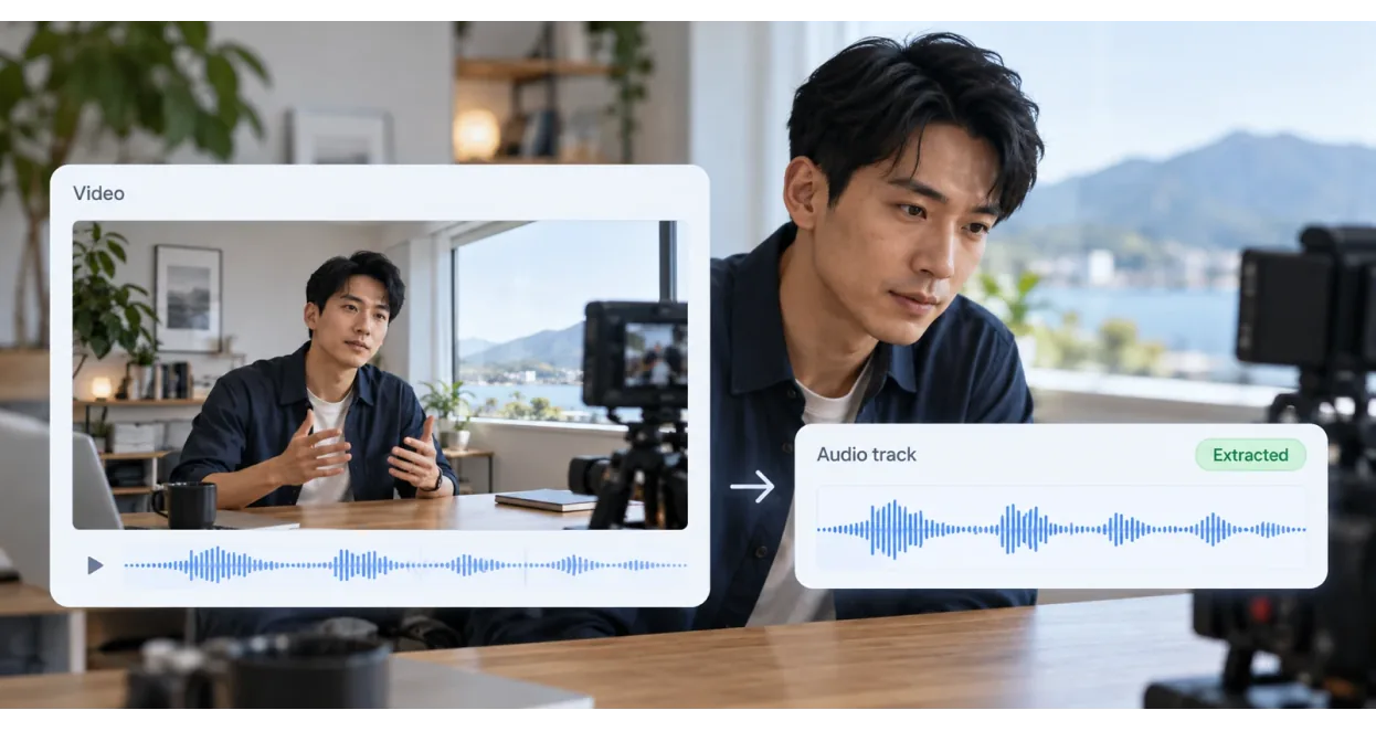 从视频中提取音频并单独查看波形的界面示意